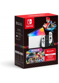 Console Nintendo Switch Oled Mario Kart 8 Bundle + Abonnement 12 Mois En Ligne - Joy-Con Blanc